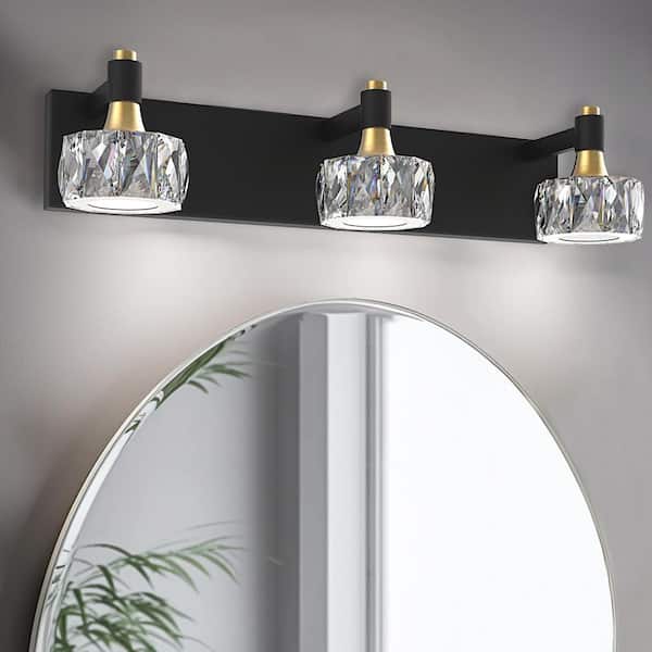 Cedar Hill 20 in. 3-Light Black Crystal LED Vanity Light