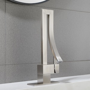 13.6 in. Single-Handle Single-Hole Bathroom Faucet in Brushed Nickel