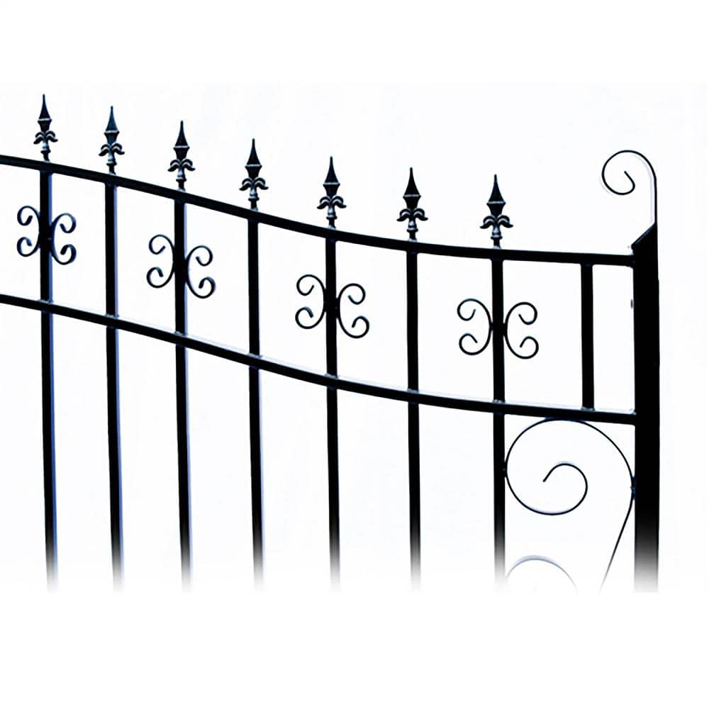 Venice Style Black Steel Dual Driveway Gate with Pedestrian Gate