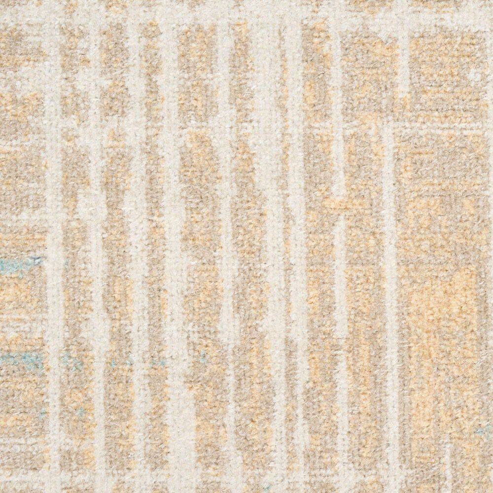 Beige Blue Abstract Polyester Machine Washable Runner Rug