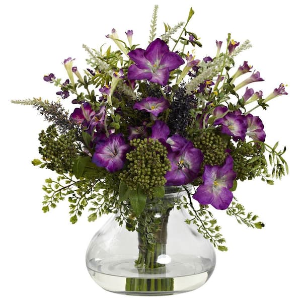 Nearly Natural Artificial Large Mixed Morning Glory with Vase
