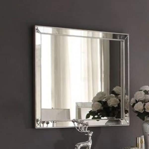 Silver 32 in. W x 36 in. H Bohemian Rectangle Glass Framed Mirror Wall Mirror Wall Decor Mirror