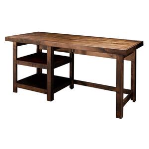 Sausalito 60 in. Rectangle Whiskey Wood Writing Desk with Open Shelves