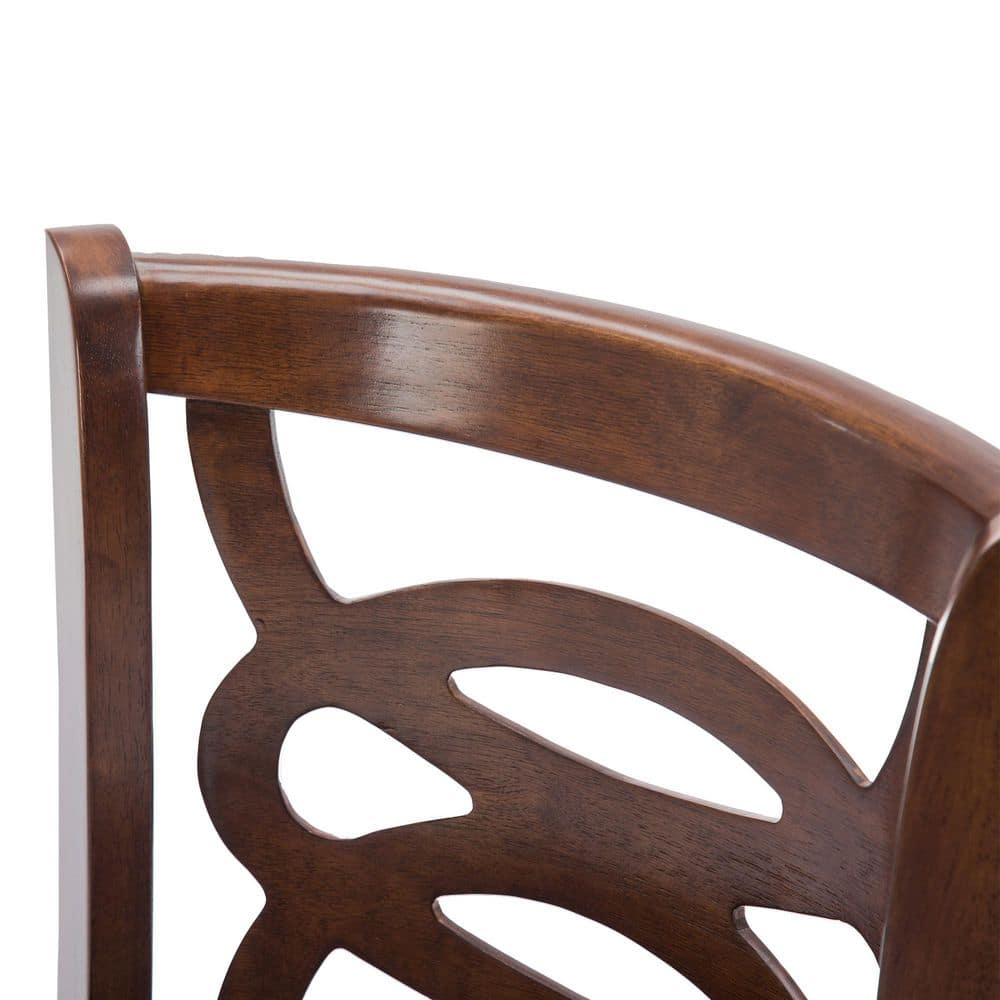 Cherry Wood Swivel Bar Stool with Leatherette Seat