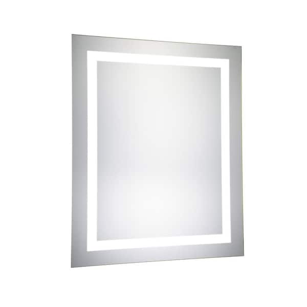 Unbranded Klein 24 in. x 30 in. LED Wall Mirror with Rectangle Steel Frame Color Temperature 5000K in Glossy White