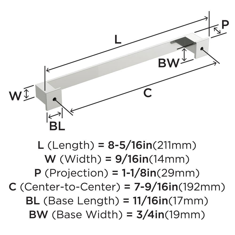Polished Chrome 7-9/16 inch Traditional Cabinet Bar Pull