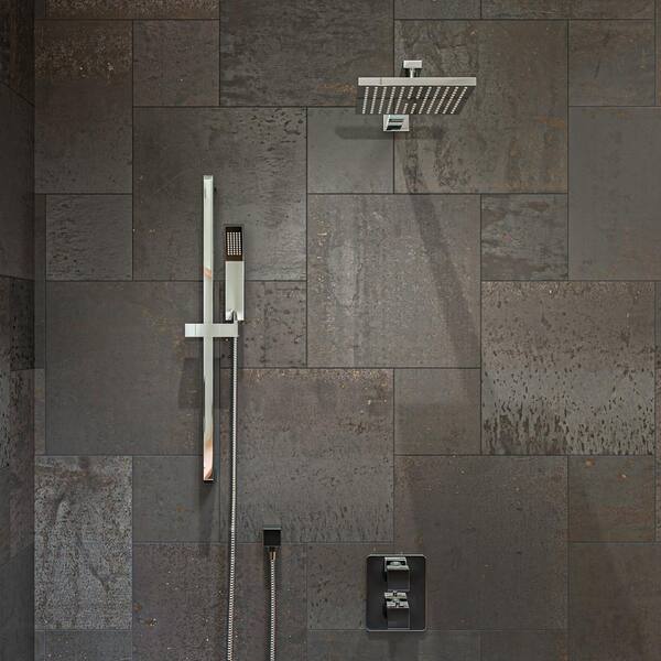 1-Spray Dual Showerhead and Handheld Showerhead with Temperature Control in Polished Chrome 1-Spray Dual Showerhead and Handheld Showerhead with Temperature Control in Polished Chrome