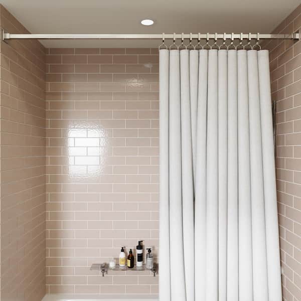 Croydex Square 98.4 in. L Luxury Shower Curtain Rod with Curtain Hooks in Chrome