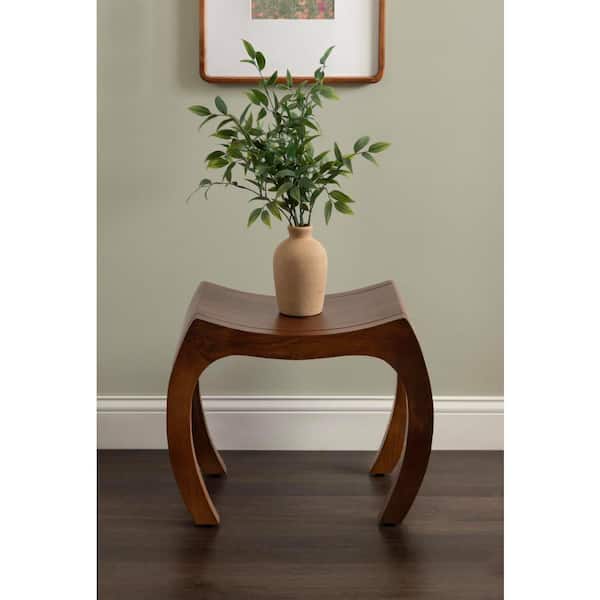 Loviisa 22 in. Walnut Brown Curved Rectangle Solid Wood Ottoman