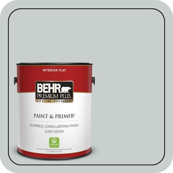 BEHR PREMIUM PLUS 1 gal. #720E-2 Light French Gray Flat Low Odor Interior Paint & Primer