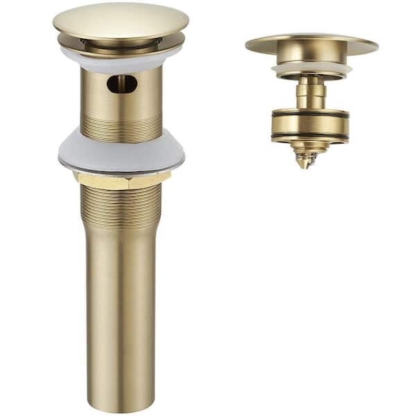 Bathroom Sink Pop-Up Drain with Overflow in Brushed Gold