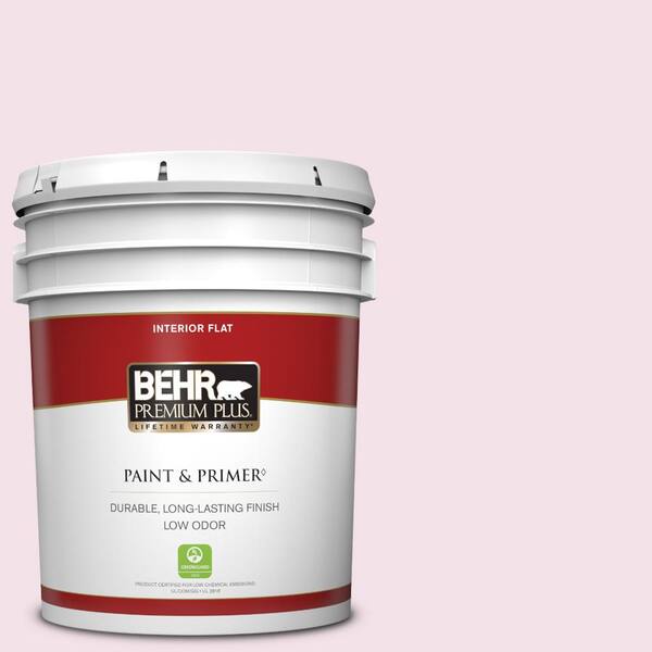 BEHR PREMIUM PLUS 5 gal. #690C-2 Pink Amour Flat Low Odor Interior Paint & Primer