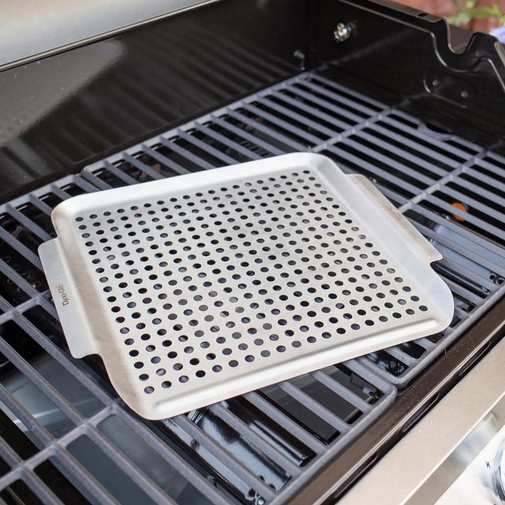Silver Stainless Steel Grill Topper with Side Handles