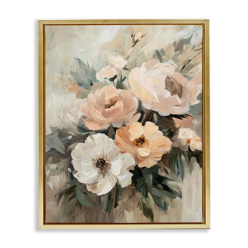 Brushed Spring Bouquet by Petal Prints Design Gold Floater Frame Nature Graphic Art Print 31 in. x 25 in.