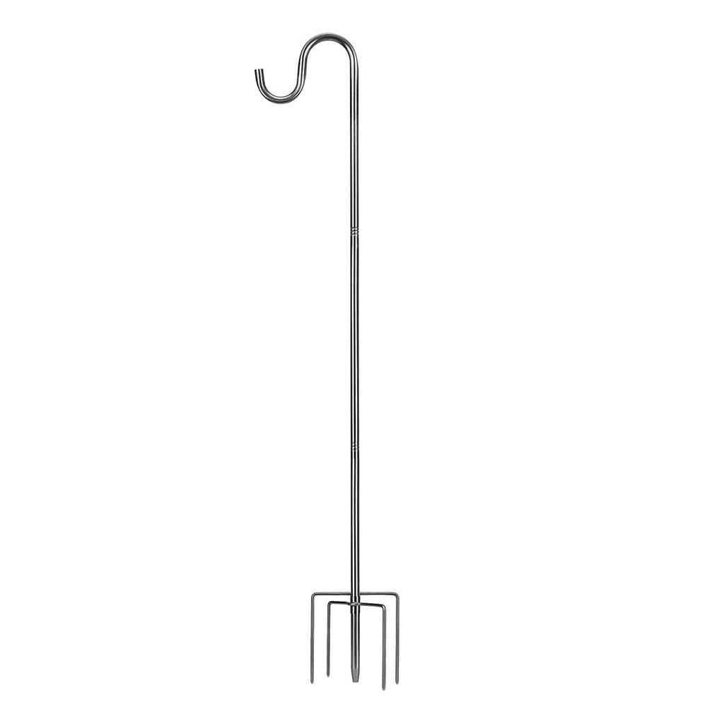 62 in. Stainless Steel Adjustable Shepherds Hook with 5 Prongs Base for Bir