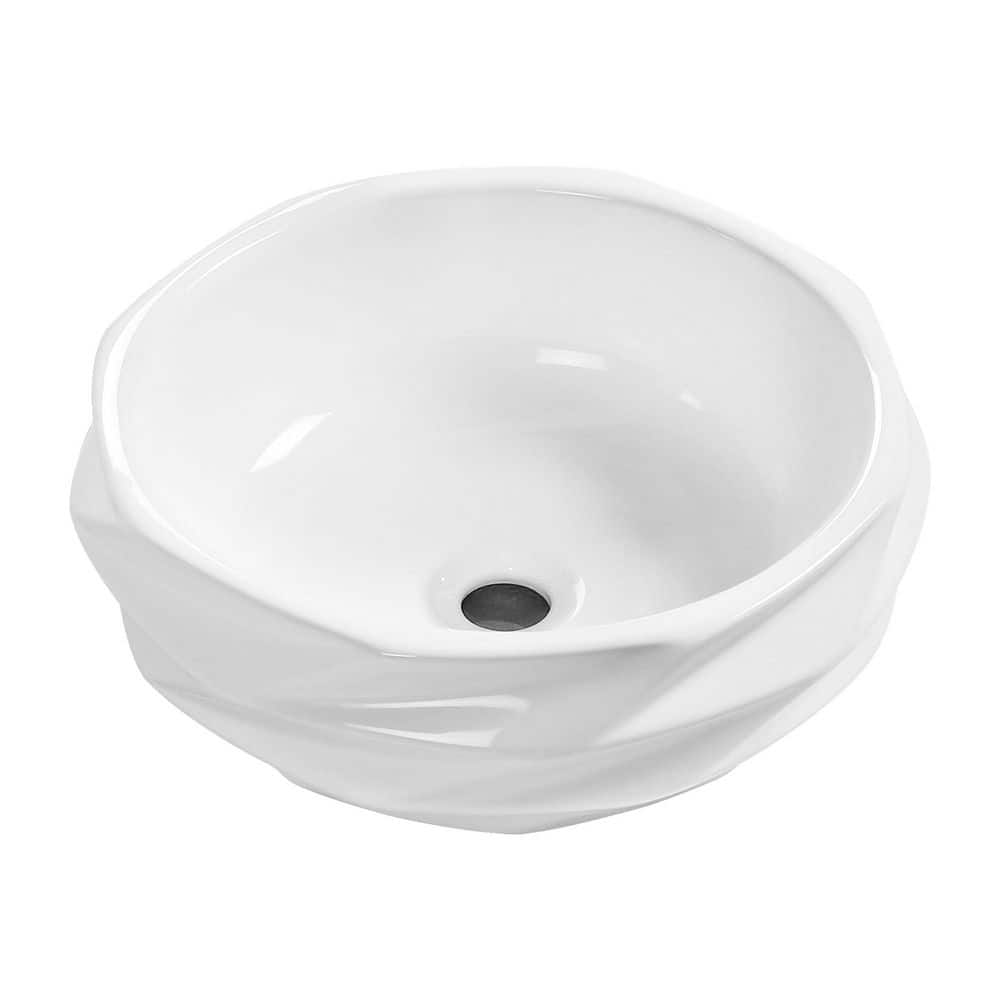 15.75'' x 15.75'' Round Ceramic Vessel Sink in White No Faucet Hole, without Drain Compact for Powder Rooms & RV price history on PriceWatchPro