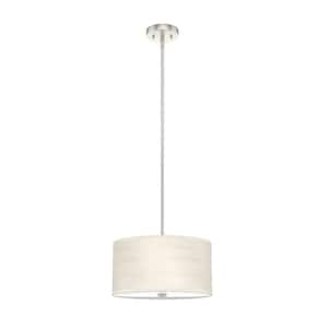 Solhaven 3-Light Brushed Nickel Shaded Pendant Light with Hardback Shade