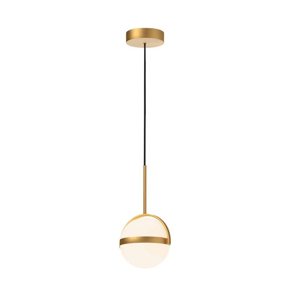 Brushed Gold Globe LED Pendant Light with Aluminum Band