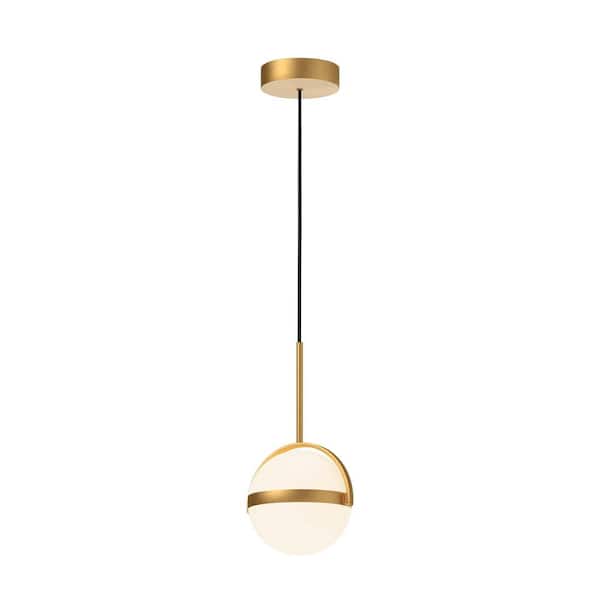 ALORA Globo 7 in. 1 Light 11-Watt Brushed Gold Integrated LED Pendant Light