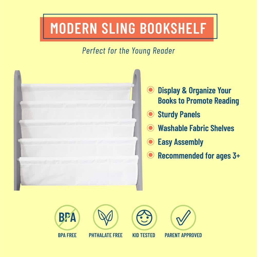 White and Gray Modern Sling Kids Bookshelf