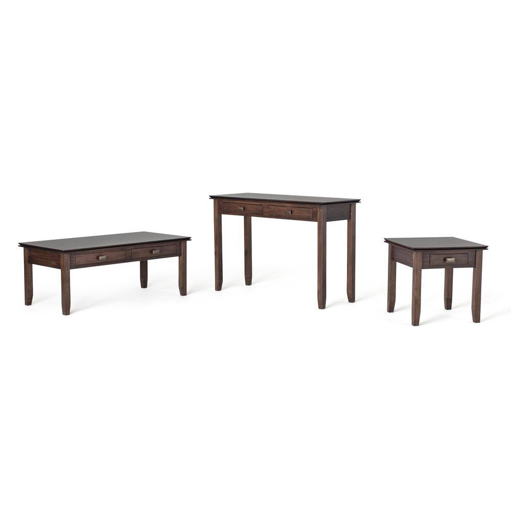 Natural Aged Brown Solid Wood End Table with Storage