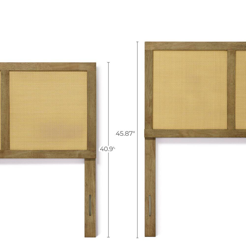 Natural Rubberwood and Rattan King Headboard