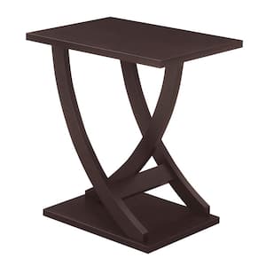 Newport Criss-Cross 15.5 in. Espresso Rectangle MDF Chairside End Table