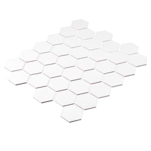 Stylish Hexagon 11 in. x 12.69 in. Glossy Espri White Porcelain Marble Tile Sample