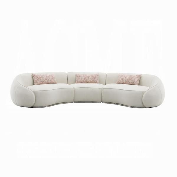 37 in. Armless 1-Piece Fabric C Shape with Sectional Sofa in. Beige