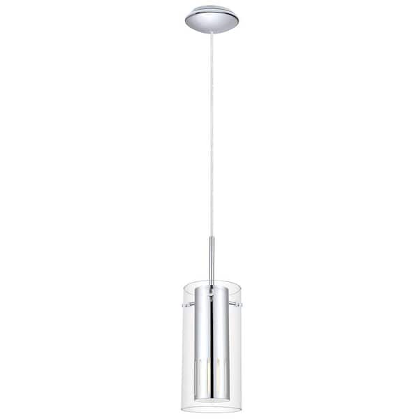 Eglo Pinto 1 4.92 in. x 59 in. H 1-Light Chrome Mini Pendant Light with Clear Glass Shade