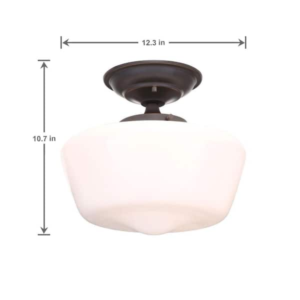 Hampton Bay - Esdale 12 in. 1-Light Oil Rubbed Bronze Semi-Flush Mount