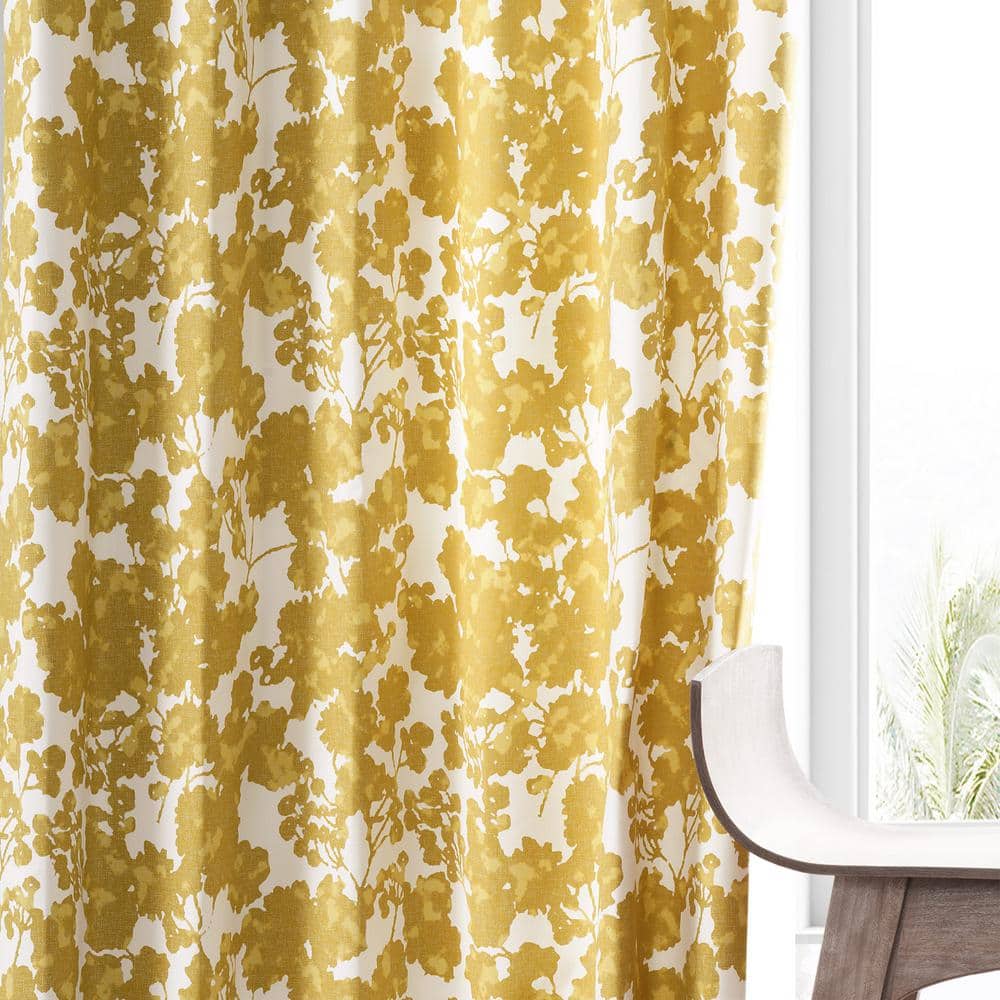 Fleur Gold 108" Cotton Room-Darkening Curtain Panel