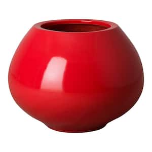 17 in. Batto Zen Coral Red Ceramic Vase