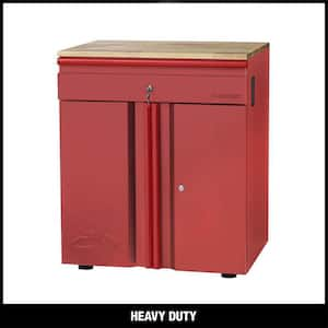 Heavy Duty Welded 20-Gauge Steel 1-Drawer 2-Door Garage Base Cabinet in Red (28 in. W x 32 in. H x 21.5 in. D)