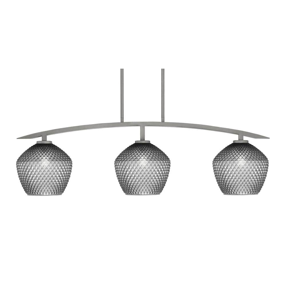 Siena 41 in. 3-Light Graphite Chandelier with 9 in. Smoke Textured Glass Sh