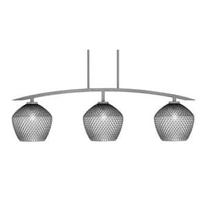 Siena 41 in. 3-Light Graphite Chandelier with 9 in. Smoke Textured Glass Shades, no bulbs included