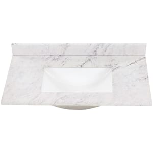 37 in. W x 22 in. D Stone Effects Cultured Marble Vanity Top in Lunar with Undermount White Sink