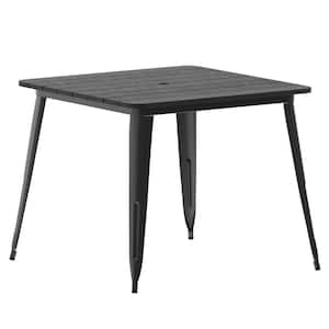 Contemporary Black Plastic 36 in. 4-Leg Dining Table with Steel Frame (Seats 4)