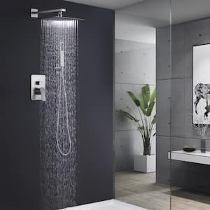 Single-Handle 2-Spray Patterns Wall Mount Shower Faucet 1.8 GPM with High Pressure in Brushed Nickel (Valve Included)