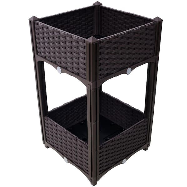 Anky 15.7 in. Brown PP Plastic Rectangular Outdoor Raised Planter Boxe