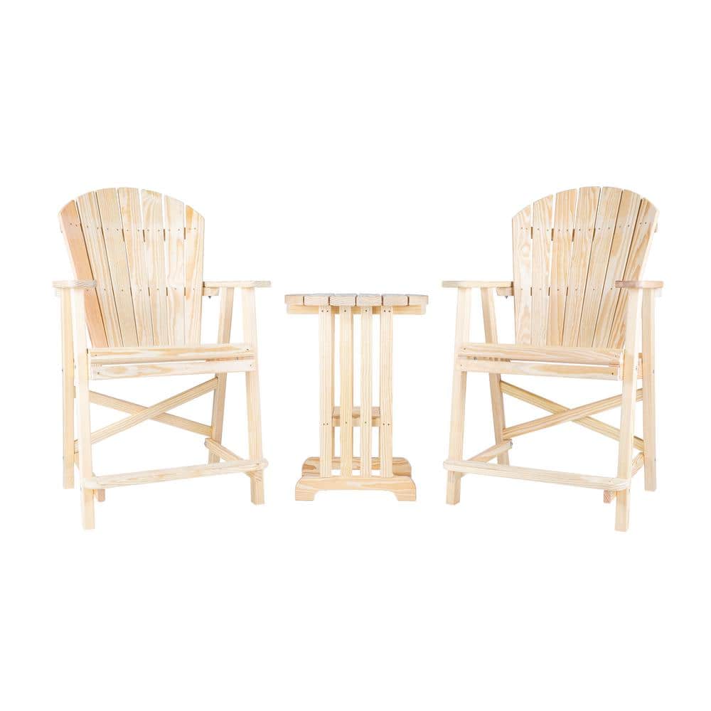 PALMETTO CRAFT Capers Solid Pine 3Piece Balcony Bistro Set PBFA7838