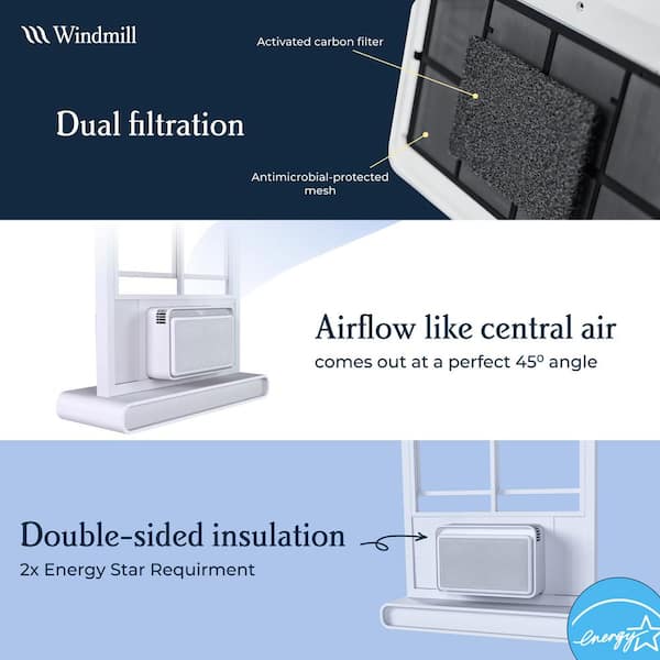 Windmill - 8,000 BTU 115-Volts QUIET Smart Inverter Window Air Conditioner, Wi-Fi/Remote, #1 Install, up to 350 sq ft. Energy Star