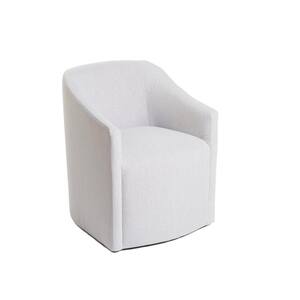 Light Gray Performance Fabric Upholstered Barrel Back Rolling Dining Armchair