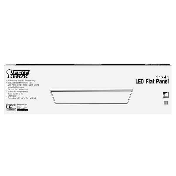 Feit Electric 1 ft. x 4 ft. 4000K Bright White 4000 Lumens Dimmable White Integrated LED White Edge-Lit Flat Panel Ceiling Flushmount