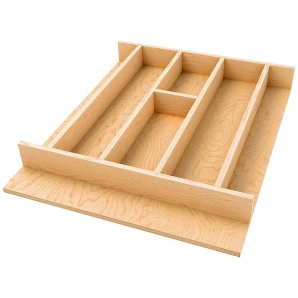 2.36 in. H x 16.22 in. W x 19.49 in. D Light Brown Wooden Utensil Drawer Insert