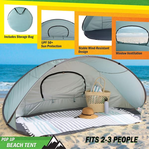 Wakeman Polyester Pop Up Beach Tent with UV Protection and Ventilation Window Water and Wind Resistant Sun Shelter Blue 75 CMP1104 The Home Depot