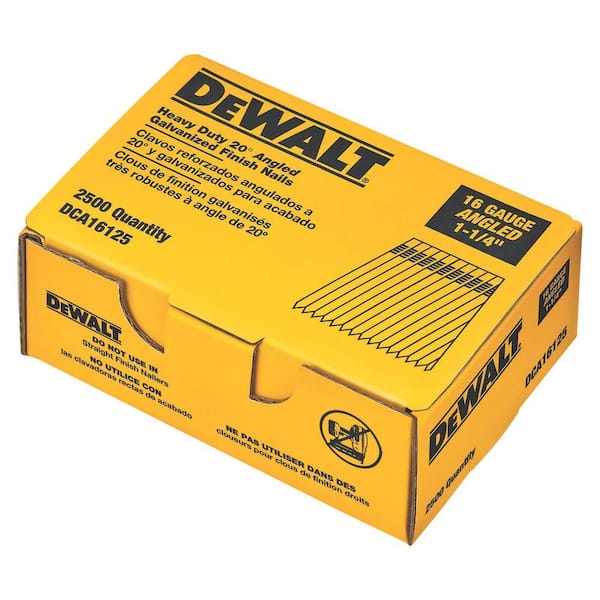 DEWALT 1-1/4 in. 16-Gauge 20 Angled Finish Nails (2500 per Box)