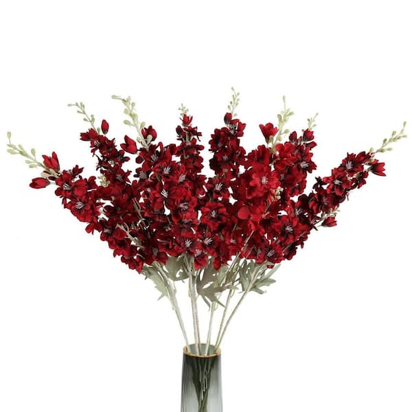 Unbranded Wedding Bouquet Series 8-Pices, 33.5 in. H x 3.15 in. W Red Artificial Delphinium