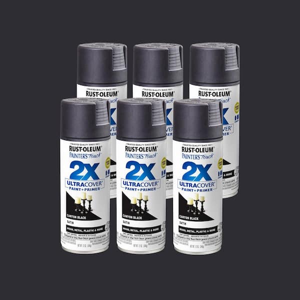 12 oz. Satin Canyon Black General Purpose Spray Paint (6-Pack)