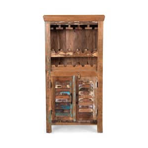 Laverock Distressed Paint Recycled Wood Bar and Wine Cabinet